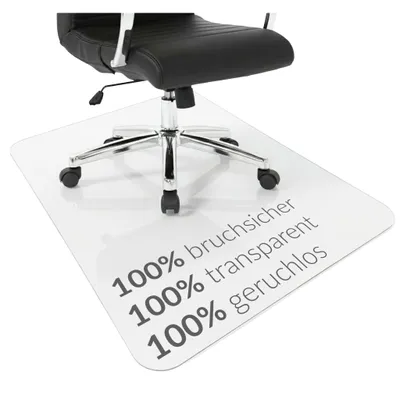 Zdjęcie produktu dla Mata ochronna Floordirekt Secura 80×118 cm, odporna na pęknięcia podkładka pod krzesło biurowe do parkietu, laminatu, dywanu i domowego biura, przezroczysta – grubość 5 mm
