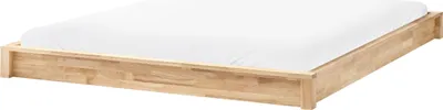 Produktbild von BELIANI Bett Hellbraun Holz 160 x 200 cm ohne Kopfteil mit Lattenrost Niedrig Minimalistisch Bettgestell Holzbett Schlafzimmer