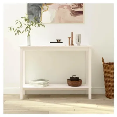 Produktbild von Konsolentisch Weiß 110x40x80 cm Massivholz Kiefer Beistelltisch Holz Telefontisch Flur Möbel