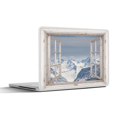 Produktbild von MuchoWow® Laptop Aufkleber Sticker Cover Aussicht - Berg - Holz 40x30 cm - Laptop Dekoration - Selbstklebend