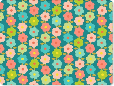 Produktbild von MuchoWow® Mauspad Mousepad Muster - Blumen - Retro - 1970er Jahre 23x19 cm - Mousepads - Maus Mat - Pad - Mausunterlage - Schreibtischunterlage - Mauspad