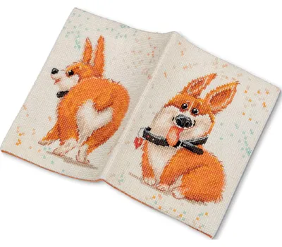 Imagen del producto de Kit punto de cruz contado Panna "Passport Cover, Corgi", 20x13,5cm, DIY