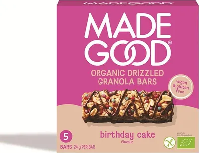 BATONIKI GRANOLA CRUNCHY SMAK TORT URODZINOWY BEZGLUTENOWE BIO (5 x 24 g) 120 g - MADEGOOD