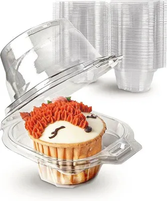 Produktbild von 60 Stück Klare Cupcake-Box 11cm Einzel mit Deckel