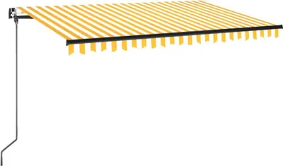 Produktbild von vidaXL Markise Manuell Einziehbar mit LED 400x350 cm Gelb & Weiß