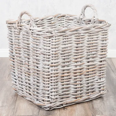 Produktbild von Rattankorb BAKUL eckig White 50x50cm mit Griffen