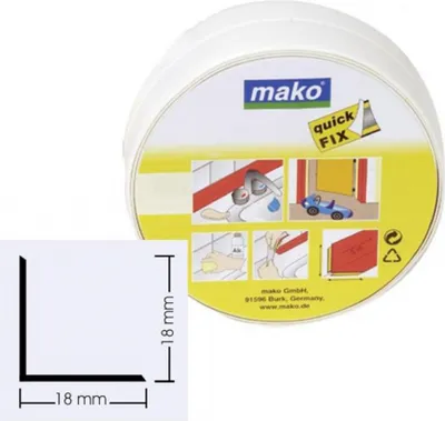 Produktbild von mako Knickwinkel Winkel-Profil selbstklebend 18mm x 18mm, 5m Rolle, weiß