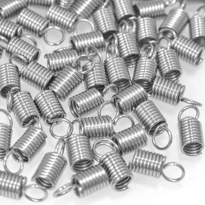 Produktbild von 100 Edelstahl Endkappen Federkappen 11 x 5 mm, silbern Schmuck basteln