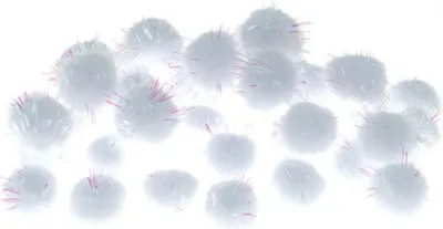 Image de Pompons blancs métallisés de 2 cm 40 pièces