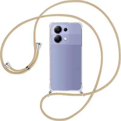 Produktbild von Handykette Backcover-Schutzhülle mit Band (Metall silberfarben) für Xiaomi Redmi Note 13 4G - caramel