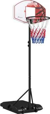 Produktbild von SPORTNOW Basketballkorb mit Ständer, 179-209 cm höhenverstellbar Basketballständer mit Rollen, Basketballanlage Standfuß, Outdoor, Stahl, Mehrfarbig