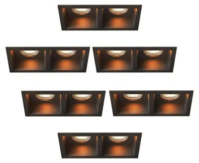 Produktbild von Ledvion 6er Set LED Einbaustrahler 2-Licht Schwarz Warmweiss