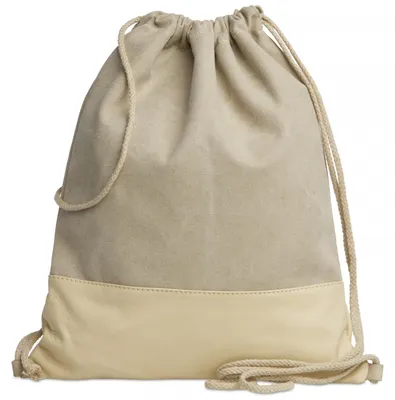 Produktbild von Caspar Echt Leder Beutel uni Baumwoll Canvas Turnbeutel im Vintage Retro Style - SIGNATURE LINE - Modell No.714 -  Italy