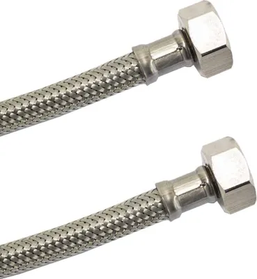 Produktbild von DN8 DVGW Panzerschlauch m. Edelstahlumflechtung 1/2" ÜM x 1/2" ÜM 800 mm