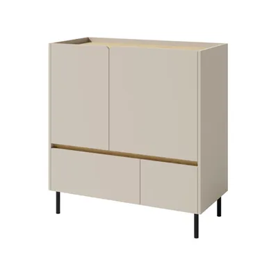 Produktbild von Kommode LICO 95x105x40 cm Sandbeige, Sideboard mit 2 Schubladen und 2 Türen, Moderner Stil