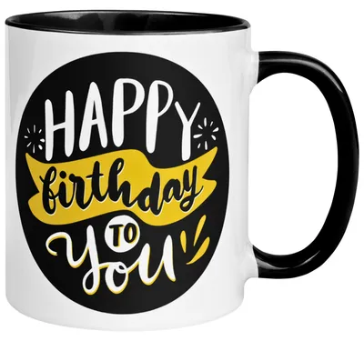 Produktbild von Tasse Geburtstag – „Happy Birthday Schwarz Gold“ – Geburtstagsgeschenk Mann Frau