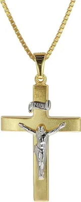 trendor 08489 Kruzifix-Anhänger Gold 333 mit goldplattierter Herren-Halskette 1