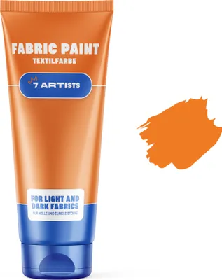 Produktbild von 7 Artists Stoffmalfarben Stofffarben Textilfarbe Orange Acrylfarbe Waschfest Auf Wasserbasis | Flasche 60 ml | Textilfarbe Waschmaschinenfest Nach Fixierung | Hochdeckend Für Dunkle Stoffe – Deckweiß