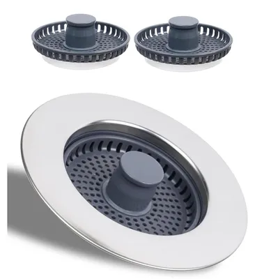 Obrázek produktu pro Zásuvka do dřezu s trojitým sítkem proti ucpávání | Nerezová ocel | pro otvor o průměru 75-86 mm