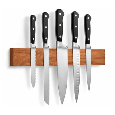 Productafbeelding van TJ Essentials Magnetische messenhouder van hout, 35 cm – magnetische messenhouder voor aan de muur – messenhouder van hout voor de keuken – inclusief schroeven en pluggen, AI-gegenereerde afbeelding