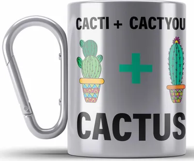 Produktbild von Trendation - Kaktus Edelstahl Tasse Karabiner Spruch Liebe Valentinstag Freundin Freund Geschenkidee Bester Freund Liebe (Silber)
