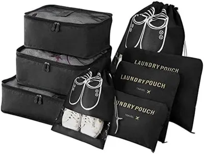 Produktbild von PolkaHome® Packwürfel, 8-teilige multifunktionale Kofferorganizer, Reisezubehör für Koffer oder Reisetasche, mit Schuhbeutel