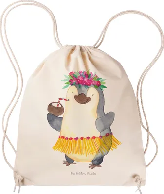 Produktbild von Mr. & Mrs. Panda Jutebeutel Pinguin Kokosnuss - Transparent - Geschenk, Sportbeutel, rucksack beutel, Hawaii, Kleiner, Urlaub, Erholt, Ferien, Turnbeutel, wander