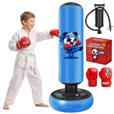 Image de Solidchoice - Sac de frappe gonflable pour enfants, avec gants de boxe