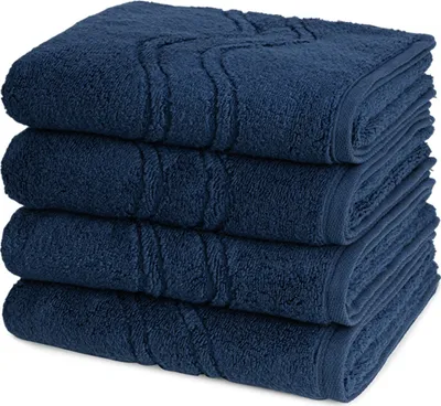 Produktbild von Ross Cashmere feeling 4 X Handtuch im Set Walkfrottee aus Baumwolle 520 g/m², Weich saugstark mit Aufhänger Kordel, Wellenmuster und gewebte Bordüre elegant