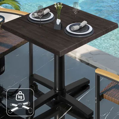 Produktbild von WBO | Bistro Außen Tisch | B:T:H 60 x 60 x 78,5 cm | Wenge / Schwarz | Quadratisch | Zusatzgewicht | Bistro Tisch Gastro Tisch