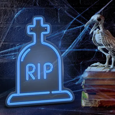 Produktbild von Forever Light RIP Licht Neon Neonlampen-Schild für Halloween-Wanddekorationen mit USB-Anschluss, Stimmungslicht, ideal für Innenräum