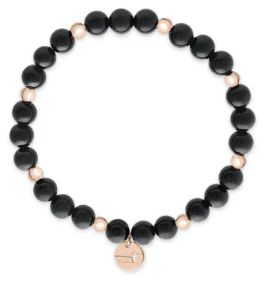 Produktbild von Tamaris Armband für Damen, Beads/Schwarz-Roségold I Wasserfest aus Edelstahl und