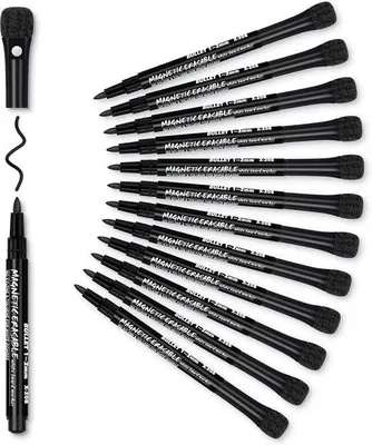 Produktbild von Famanu Whiteboardmarker Set 12er - Magnetisch, feine Spitze für Schule, Büro und Zuhause