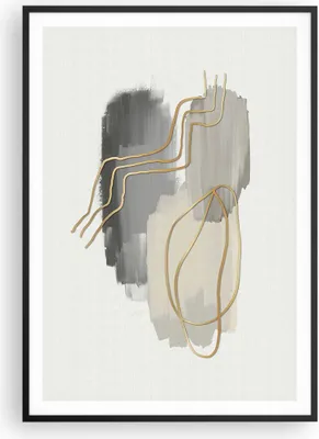 Produktbild von Gerahmtes Poster - Schwarzer Rahmen - Abstraktion Stück Gold - 70x100 cm - Wand Bild - Wanddeko - Wandbilder - Wandposter - Bilderrahmen - Bilder - Kunstdruck - Wandbild - P2BPA70x100-4149