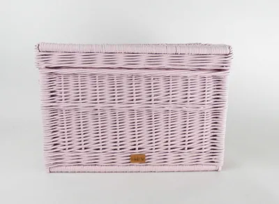 Obrázok produktu pre WikliBOX - Prútená truhla na hračky v ružovej farbe, posteľná bielizeň do detskej izby a kúpeľne, skriňa na bielizeň 60x38x37 cm