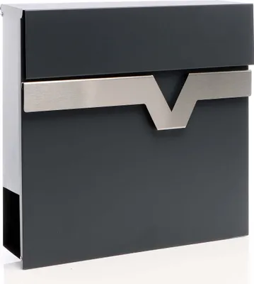 Produktbild von XPOtool skrzynka na listy V60 antracyt i stal nierdzewna 370 x 105 x 370 mm, naścienna skrzynka na listy z zamkiem, klapką z funkcją cichego zamykania i przegródką na gazety, malowana proszkowo stalowa skrzynka na listy