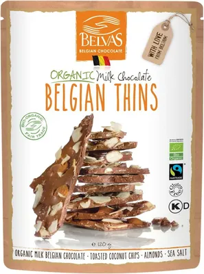 CZEKOLADA MLECZNA Z MIGDAŁAMI I KOKOSEM W KAWAŁKACH FAIR TRADE BEZGLUTENOWE BIO 120 g - BELVAS