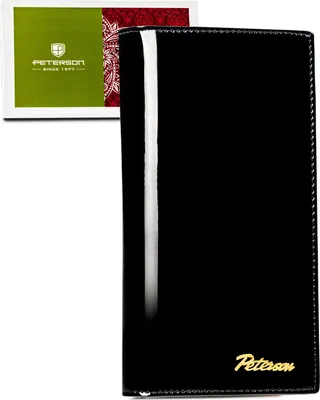 Zdjęcie produktu dla Duży, skórzany, pionowy portfel damski w czarnym kolorze zamykany na magnes - Peterson