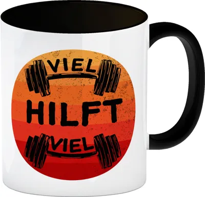 Produktbild von Viel hilft viel Fitness Kaffeebecher Schwarz für Sportler