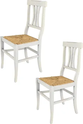 Obrázok produktu pre t m c s Tommychairs - Sada 2 stoličiek ARTEMISIA do kuchyne a jedálne, robustná konštrukcia z lakovaného bukového dreva v štýle shabby chic, ručne vyrábaný starožitný povrch a slamený sedák