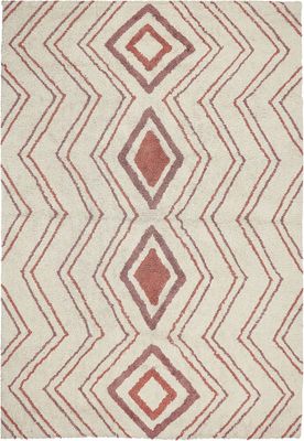 BELIANI Koberec béžový a ružový bavlnený 160 x 230 cm geometrický vzor ručne všívaný boho dizajn obývačka spálňa