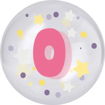 Image de Ballon transparent avec numéro d'impression rose 0, 45 cm