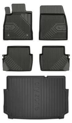 Zdjęcie produktu dla Dywaniki gumowe + mata bagażnika do Ford Fiesta VII 2017-2023 (hatchback, dolny poziom podłogi) – czarne, dopasowane – Wielganizator