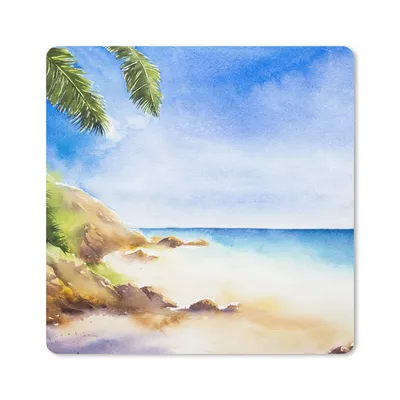 Produktbild von MuchoWow® Mauspad Mousepad Strand - Meer - Aquarell 20x20 cm - Mousepads - Maus Mat - Pad - Mausunterlage - Desk Mat - Bureauartikeln