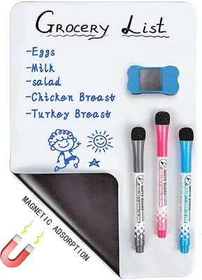 Produktbild von Famanu Magnetisches Whiteboard für Kühlschrank - A4-Format mit 3 Stiften und Radiergummi