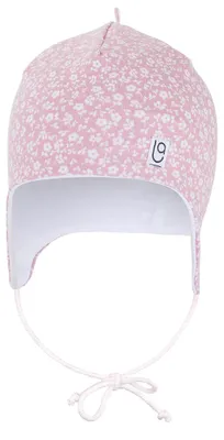 Produktbild von Gefütterte Baby Bindemütze Outlast® - Altrosa Blüten/Weiß