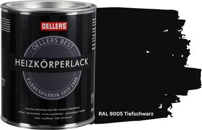 Produktbild von OELLERS Premium Heizkörperlack 1L – RAL 9005 Tiefschwarz | Heizkörperfarbe & Heizungsfarbe | Hochdeckender Heizungslack | Hitzebeständig & langlebig