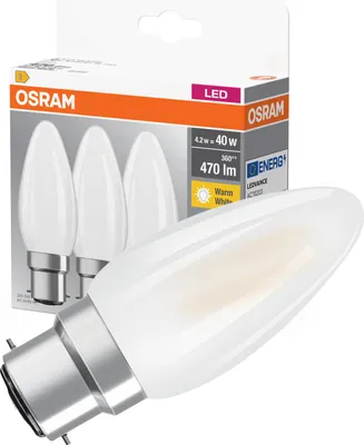 Obrázek produktu pro 3x LED žárovka B35 Candle B22d 4W = 40W 470lm 2700K Warm 300° BASE Osram