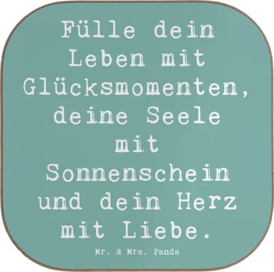 Produktbild von Mr. & Mrs. Panda Tassenuntersetzer Spruch Leichtigkeit im Leben - Meeresbrise - Geschenk, Gefühl, Tischuntersetzer, gläseruntersetzer, Motivation, Untersetzer Glas, Glück