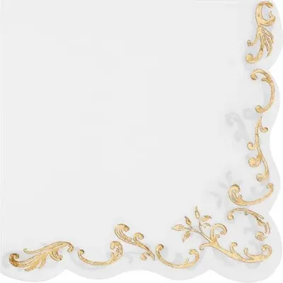 Produktbild von Weiße Servietten mit Goldornament Kommunion Taufe Geburtstag Hochzeit 33x33cm 12St